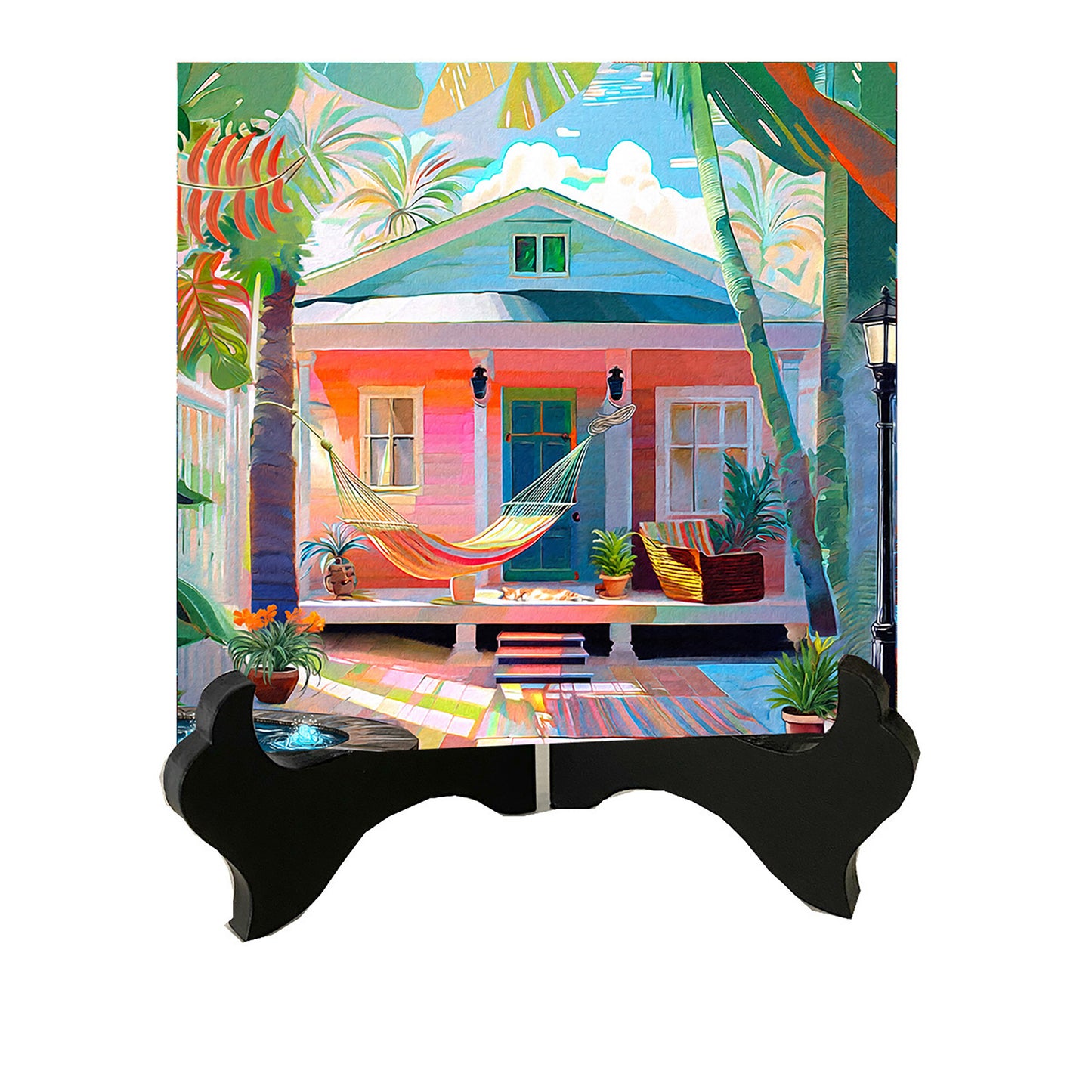Key West Conch Cottage Hammock Ceramic Art Tile