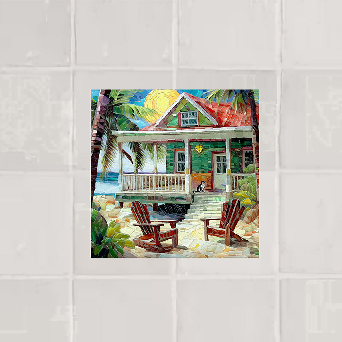 Key West Beach House Cottage Ceramic Art Tile