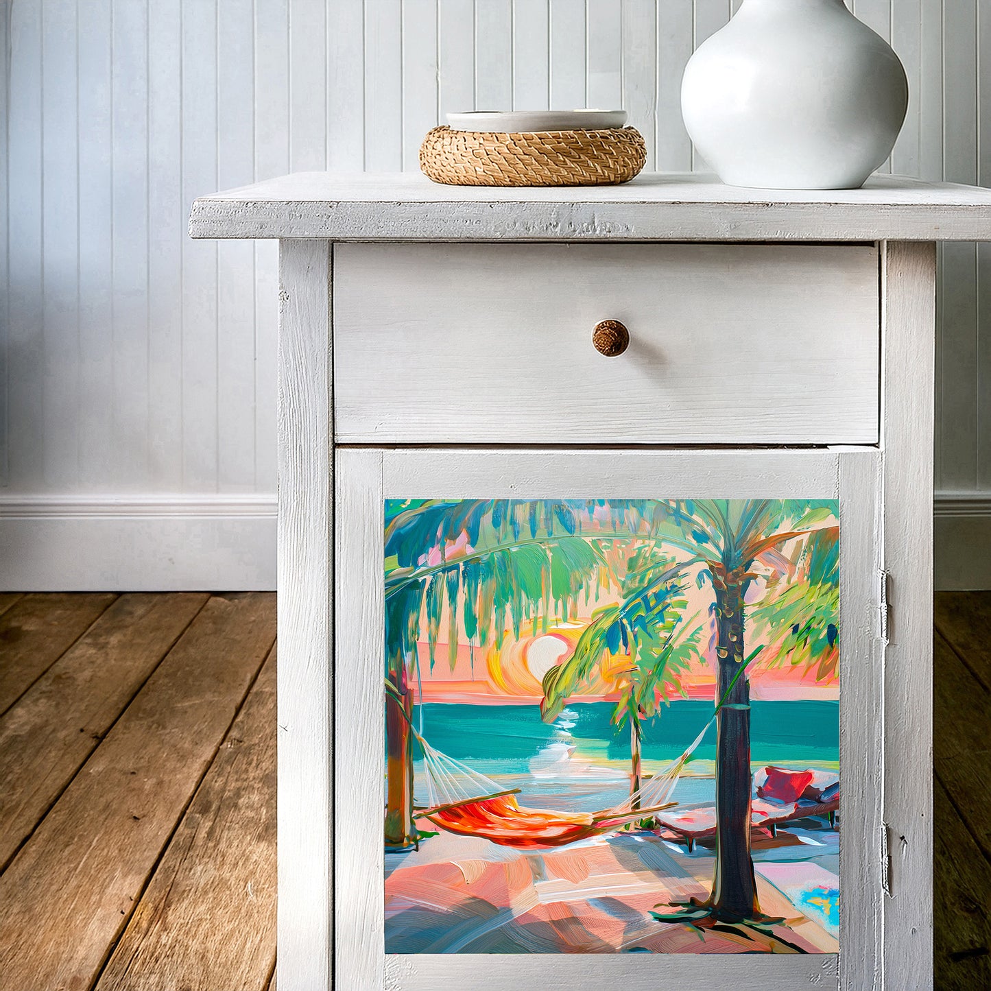 Key West Sunset Hammock on the Beach Ceramic Art Tile
