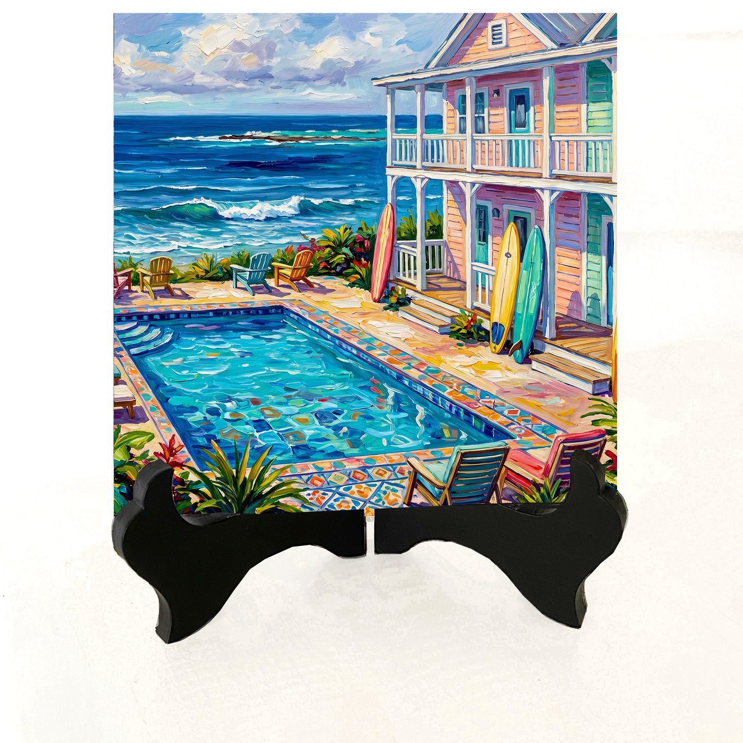 Key West Oceanfront Conch Mansion with Pool & Surfboards Ceramic Art Tile