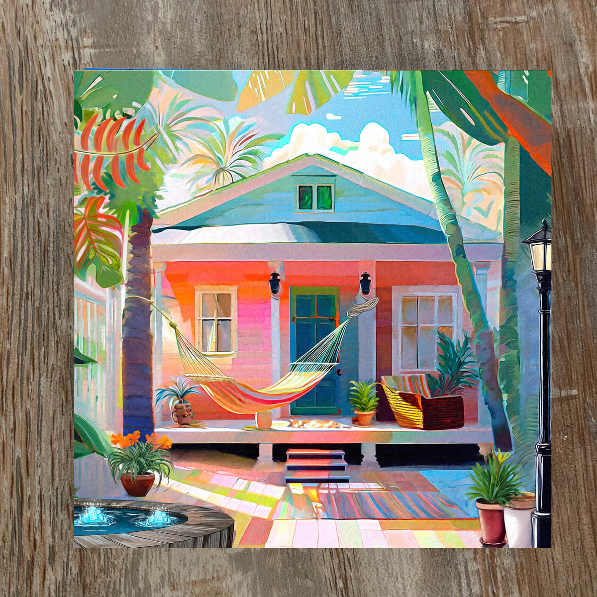 Key West Conch Cottage Hammock Ceramic Art Tile