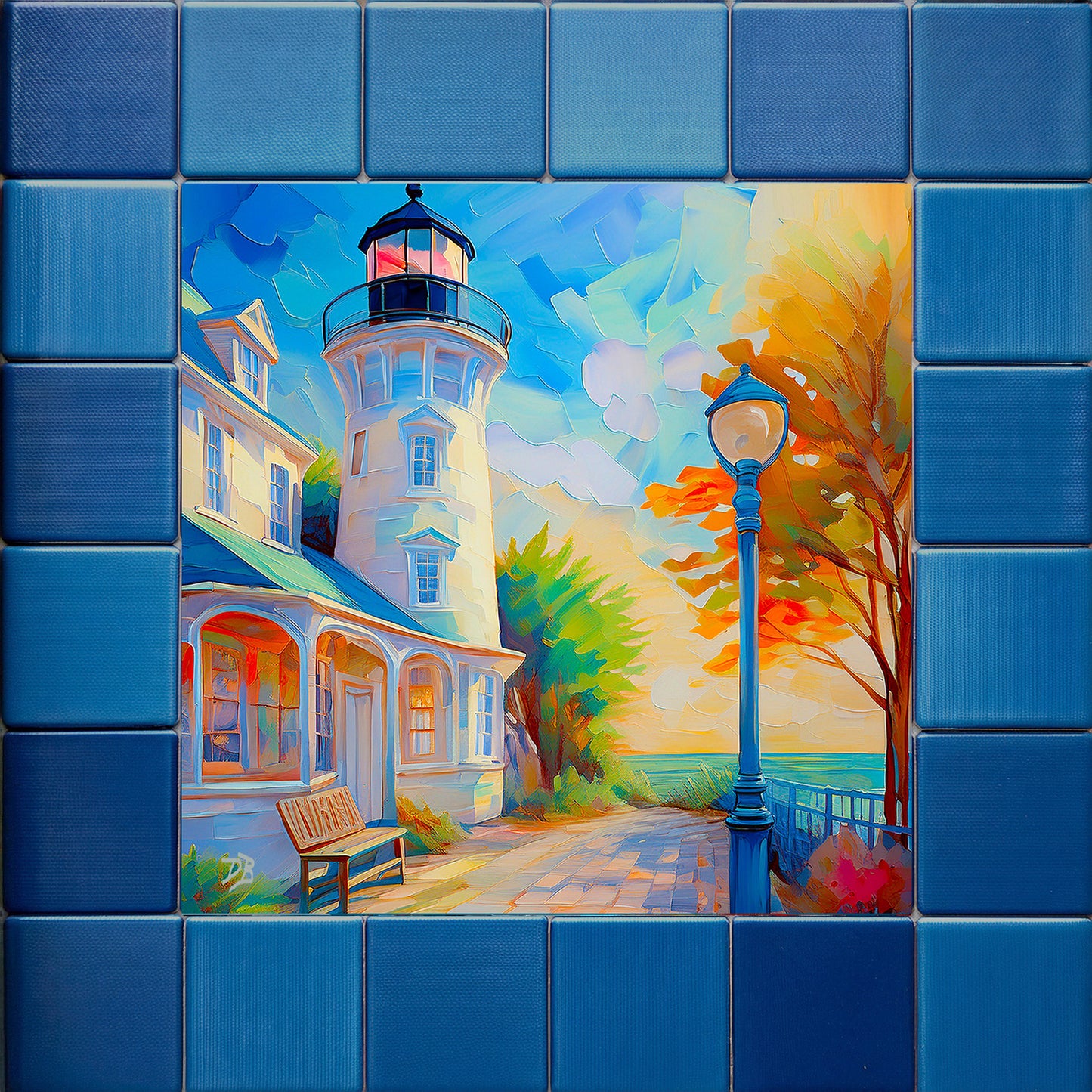 Key West Lighthouse at Golden Hour Ceramic Art Tile