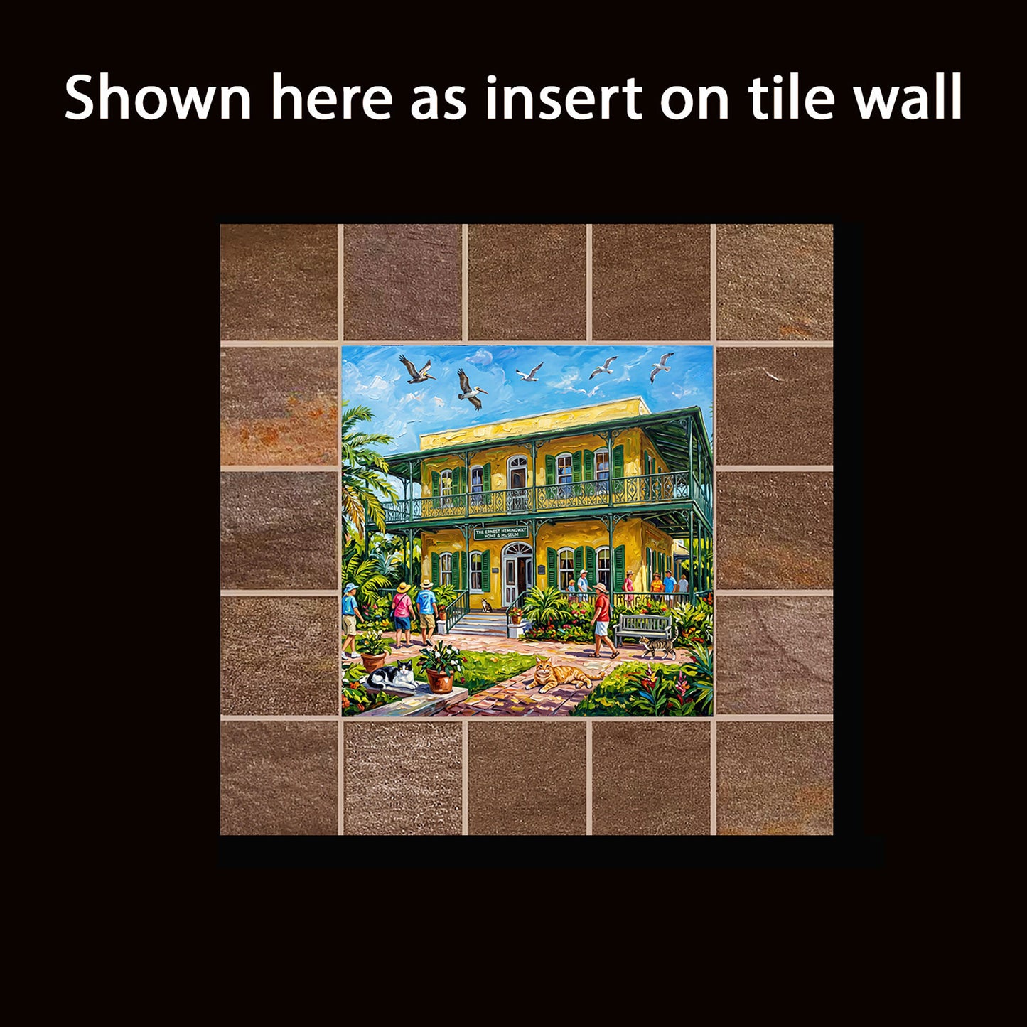 Key West Hemingway Home & Museum with Polydactyl Cats Ceramic Art Tile