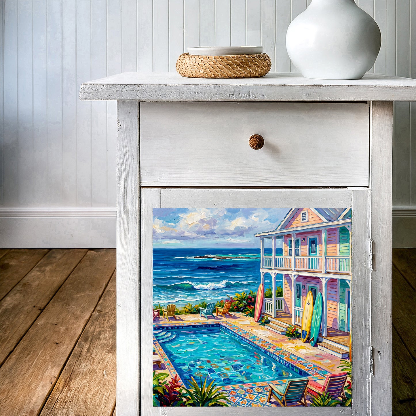 Key West Oceanfront Conch Mansion with Pool & Surfboards Ceramic Art Tile