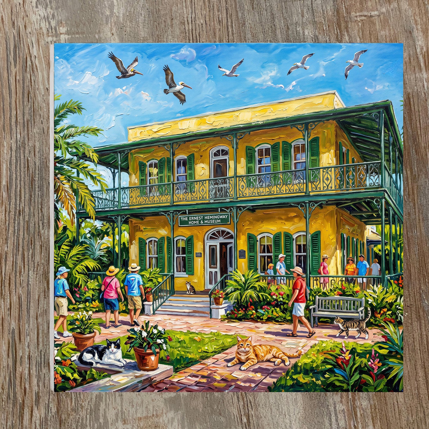Key West Hemingway Home & Museum with Polydactyl Cats Ceramic Art Tile