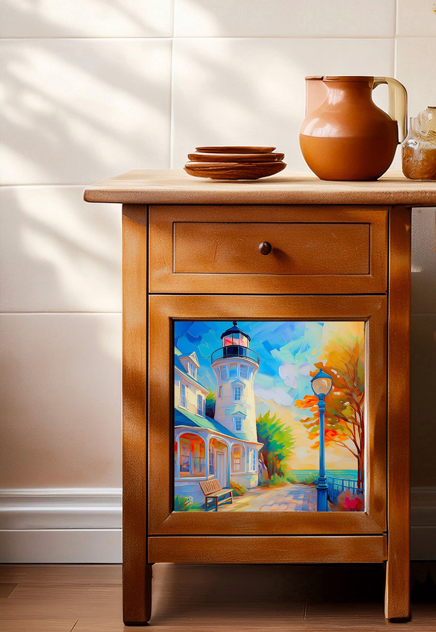 Key West Lighthouse at Golden Hour Ceramic Art Tile