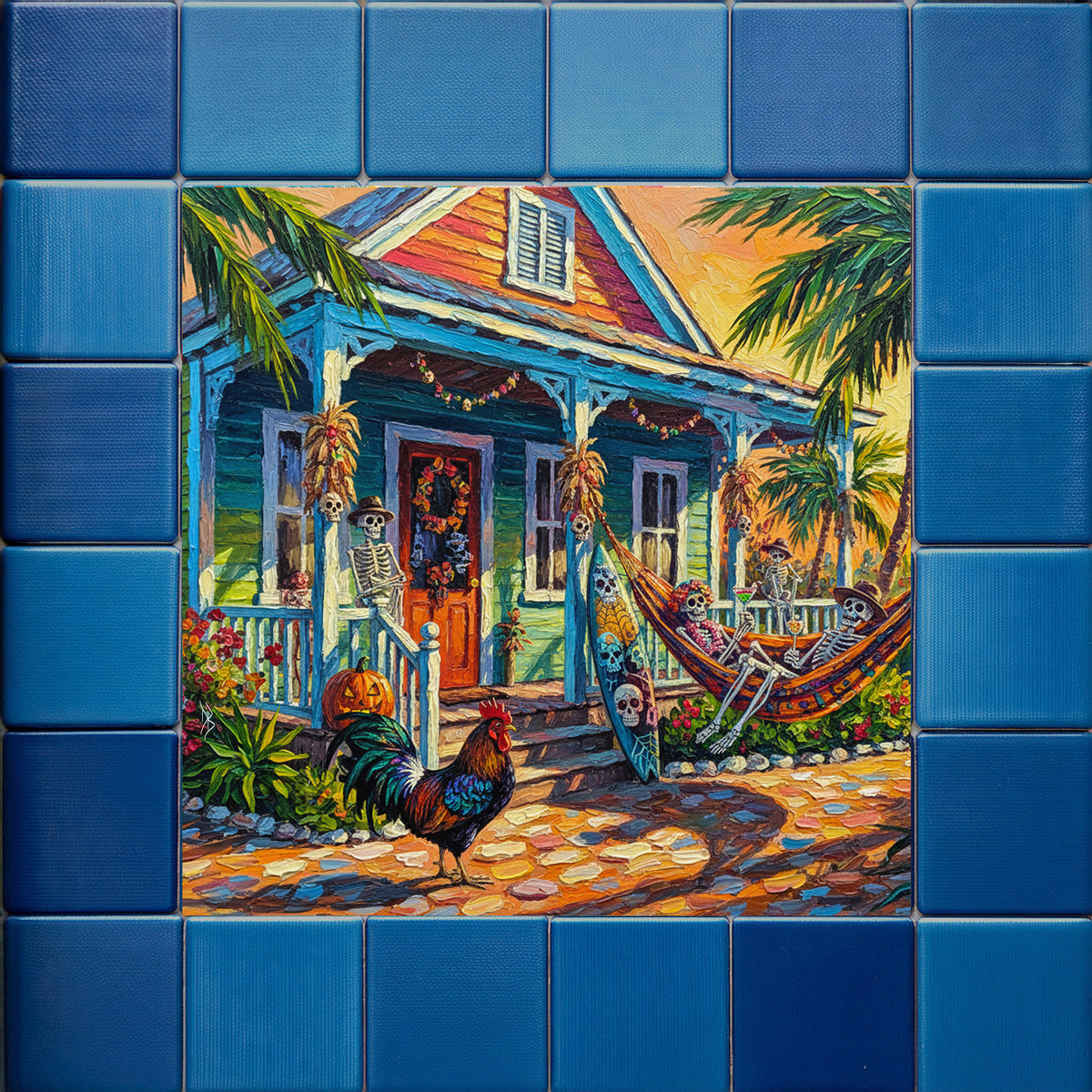 Key West Halloween Skeleton Party at Conch Cottage | Ceramic Art Tile